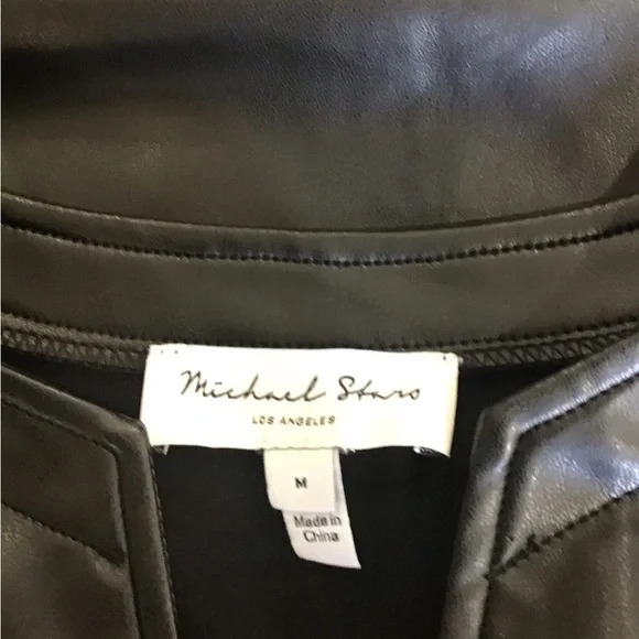 Michael Stars Black Vegan Leather Cecelia Dress Size Medium - Picture 9 of 10